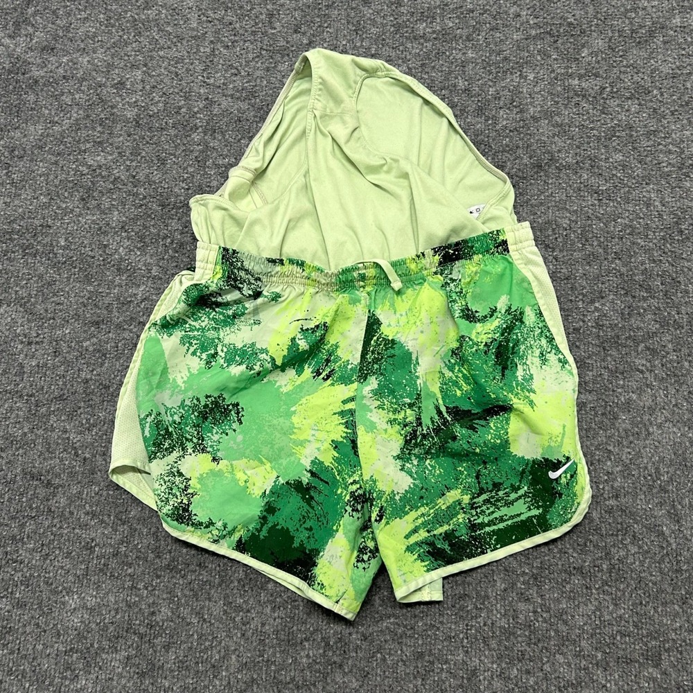 Nike Athletic Shorts Womens Size XL Green Dri-Fit Abstract Print Running Gym